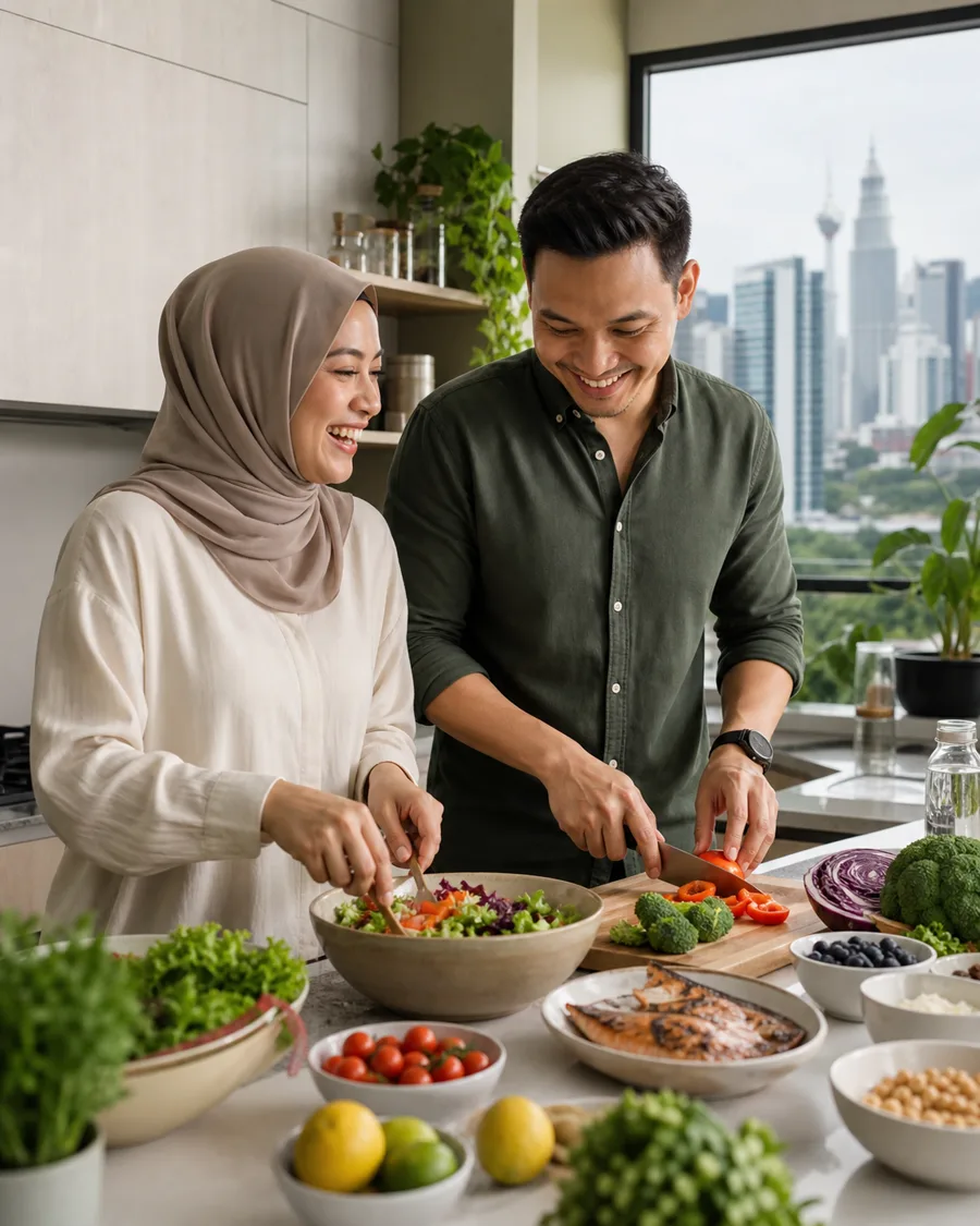 Malay Malaysian couple in an everyday learning lifestyle setting